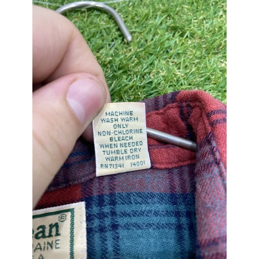Vintage LL Bean Flannel Button Up Shirt Womens 16 Long Sleeve Plaid Outdoor Y2K